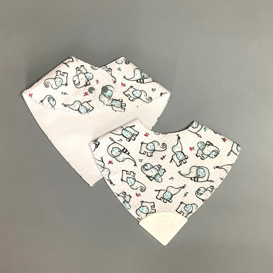 Blue elephant teething bib