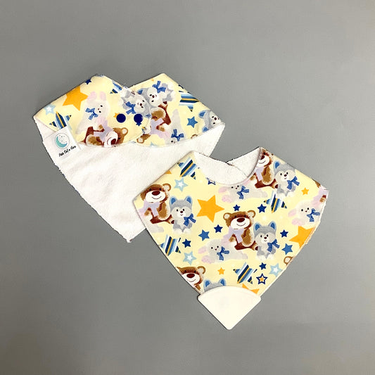 Yellow Star Wolf Bear Teething Bib