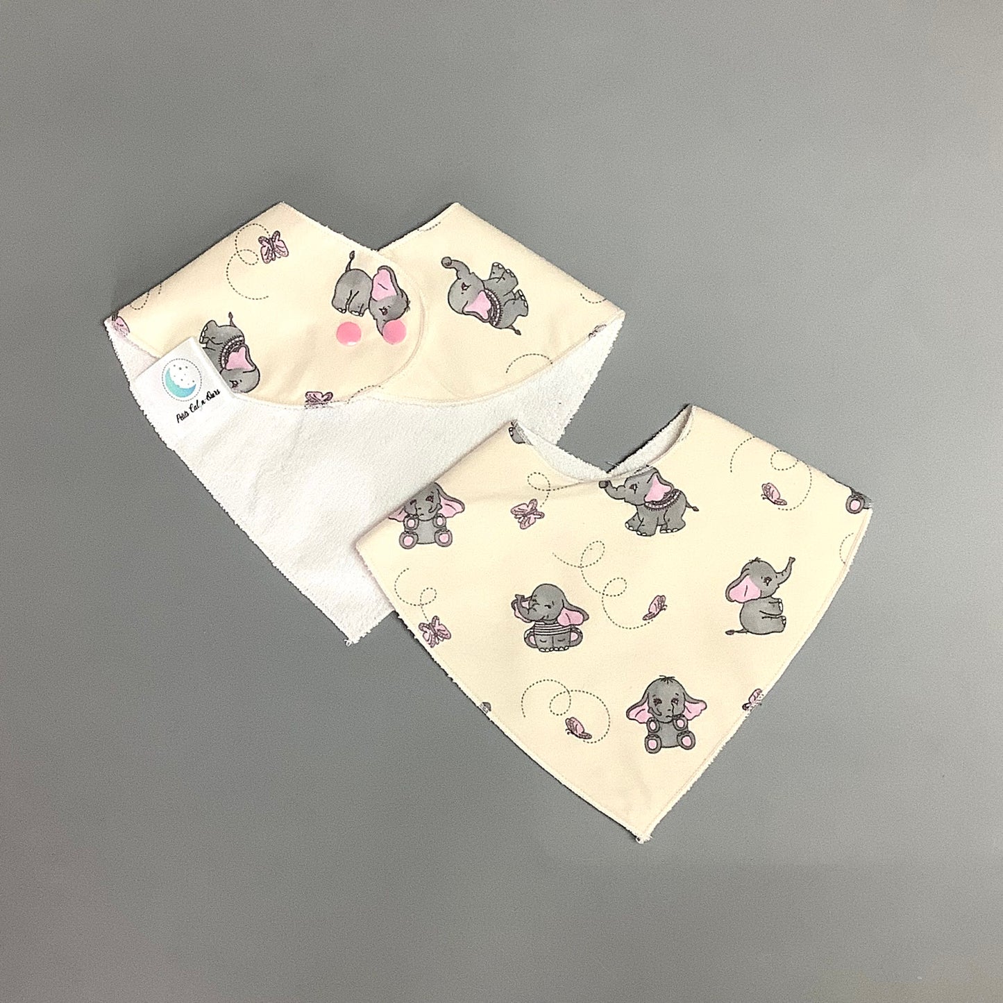 Pink/beige elephant bib