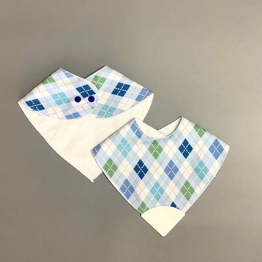 Blue diamond teething bib