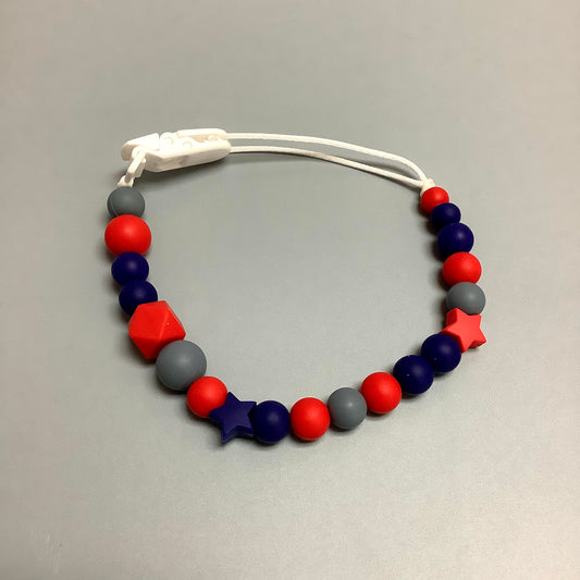 Silicone pacifier clip - Red and navy