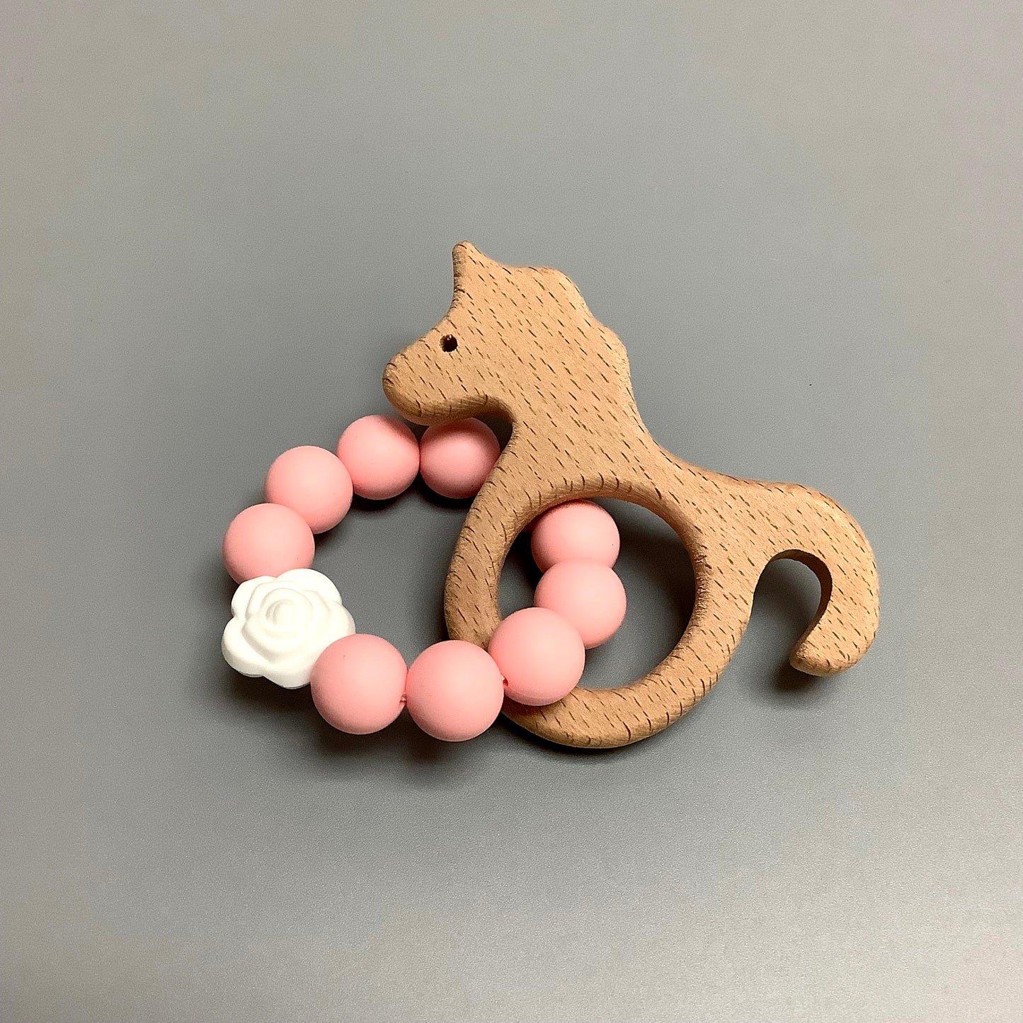 wooden toy silicone rattle