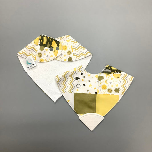Teething bib Yellow checks