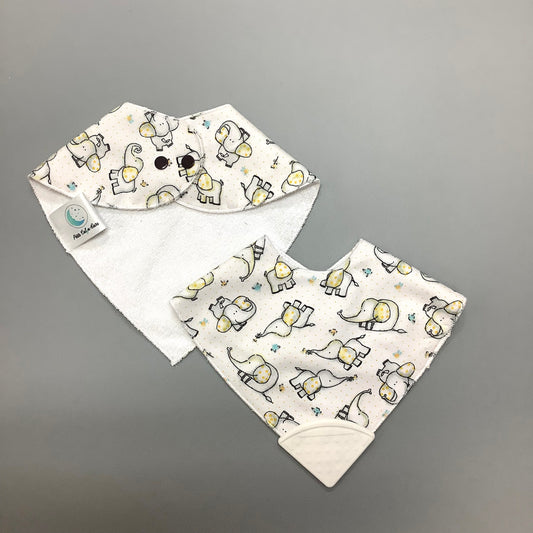 Yellow Elephant teething bib