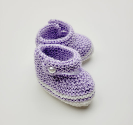 Hand knitted baby slippers