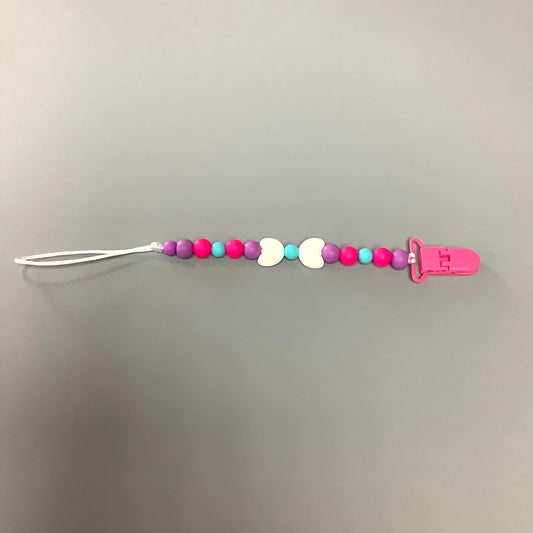 Silicone pacifier clip - Pink and blue